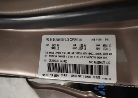 2001 Dodge Intrepid Es z USA, uszkodzony, nr VIN 2B3HD56J41H675465